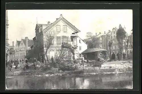 AK Nürnberg, Hochwasser-Katastrophe am 5. Februar 1909 - Kleinweidenmühle (eingestürztes Haus)