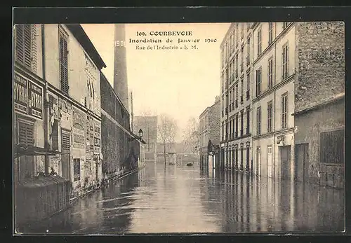 AK Inondation de Janvier 1910, Courbevoie - Rue de l`Industrie, Hochwasser