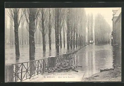 AK Crue de la Seine 1910, Melun - Quai de la Courtille, Hochwasser