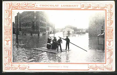 AK Inondations 1910, Ivry - Sauvetage, Hochwasser