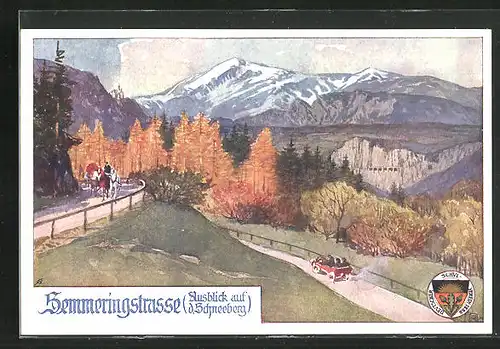 AK Deutscher Schulverein Nr. 454: Semmeringstrasse mit Ausblick auf den Schneeberg