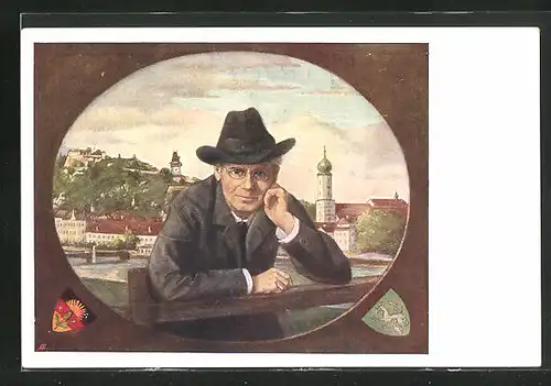 AK Deutscher Schulverein Nr. 104: Nachdenklicher Mann mit Hut