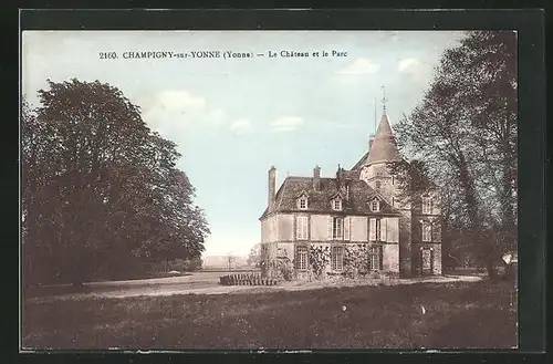 AK Champigny-sur-Yonne, Le Chateau et le Parc