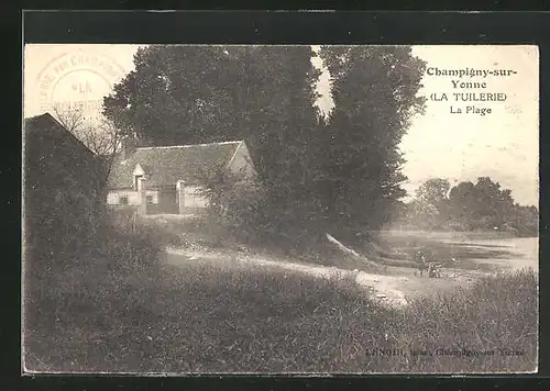 AK Champigny-sur-Yonne, La Plage, Haus am Ufer