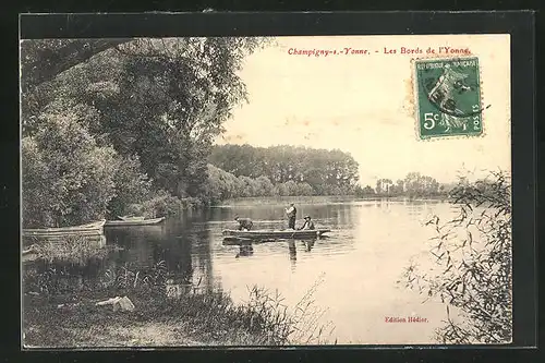 AK Champigny-sur-Yonne, Les Bords de l`Yonne