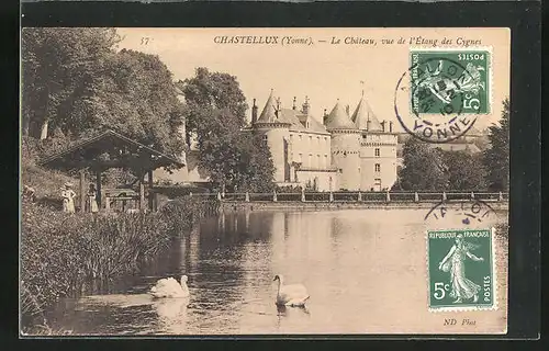 AK Chastellux, Le Chateau, vue de l`Ètang des Cygnes