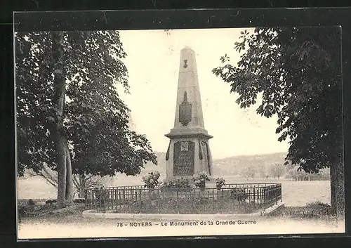 AK Noyers, Le Monument de la Grande Guerre