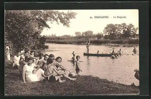 AK Vincelottes, La Baignade, Menschen am Badestrand