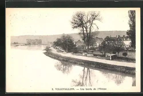 AK Villevallier, Les bords de l`Yonne, Blick auf die Häuser am Ufer