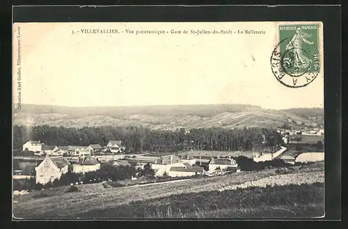 AK Villevallier, Vue panoramique, Gare de St-Julien-du-Sault, la Belleterie