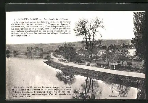 AK Villevallier, Les Bords de l`Yonne, Partie am Flussufer