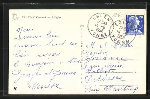 AK Egleny, L`Eglise, Aussenansicht der Kirche