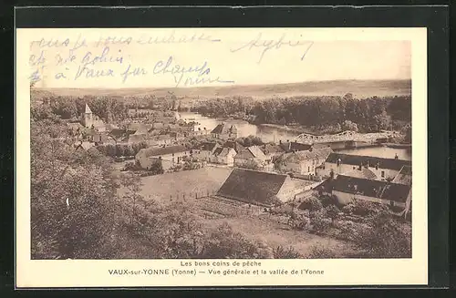 AK Vaux-sur-Yonne, Vue generale et la vallee de l`Yonne, Les bons coins de peche