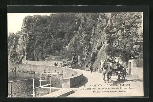 AK Avallon, Cousin-le-Pont, Le Gour-Vallon et la Route de Pontaubert