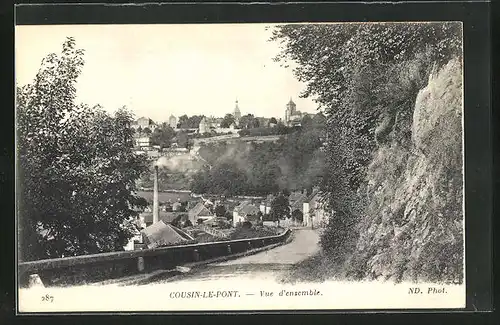 AK Cousin-le-Pont, Vue d`ensemble, auf der Strasse in den Ort