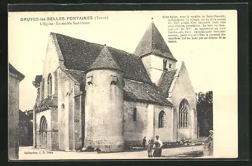 AK Druyes-les-Belles-Fontaines, L`Eglise - Ensemble Sud-Ouest