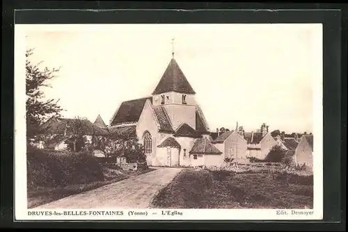 AK Druyes-les-Belles-Fontaines, L`Eglise, Blick auf die Kirche