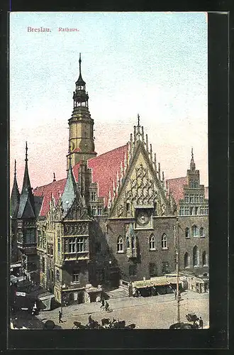 AK Breslau, Partie mit Blick auf das Rathaus