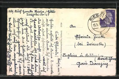 AK Riesa a.d. Elbe, auf der Strasse vor der Schule