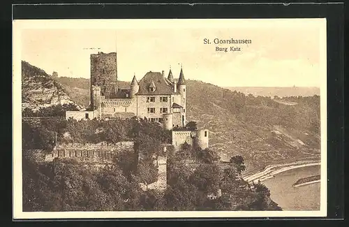 AK St. Goarshausen, Partie an der Burg Katz