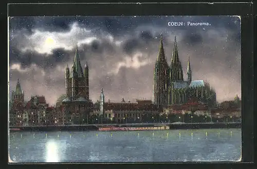 AK Köln, Panoramaansicht vom Rherin mit dem Dom