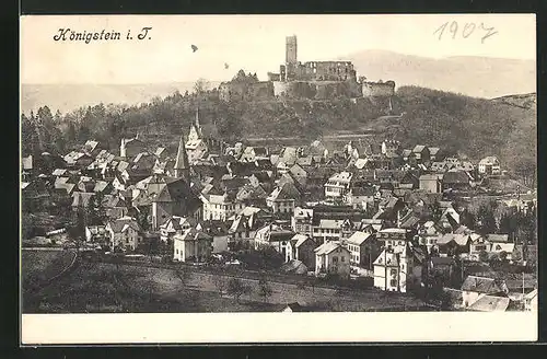 AK Königstein i. T., Generalansicht mit Blick zur Burg