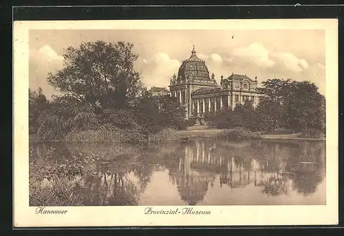 AK Hannover, Uferpartie am Provinzial-Museum