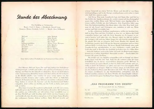 Filmprogramm Programm von Heute Nr. 347, Stunde der Abrechnung, John Hodiak, John Derek, Regie: Fred F. Sears