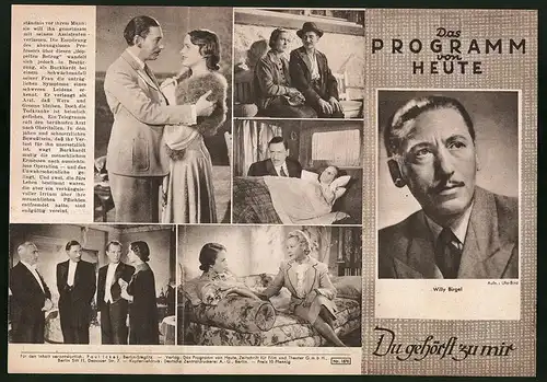 Filmprogramm Programm von Heute Nr. 1870, Du gehörst mir, Willy Birgel, Lotte Koch, Regie: Gerhard Lamprecht
