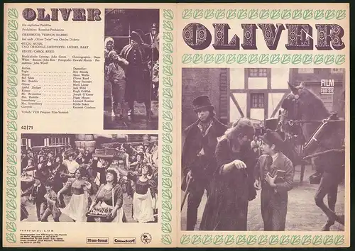 Filmprogramm Film für Sie Nr. 42 /71, Oliver, Ron Moody, Shani Wallis, Regie: Carol Reed