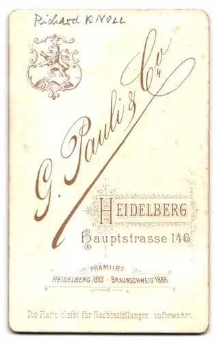 Fotografie G. Pauli & Co., Heidelberg, Hauptstrasse 146, Portrait stattlicher Herr in modischer Kleidung