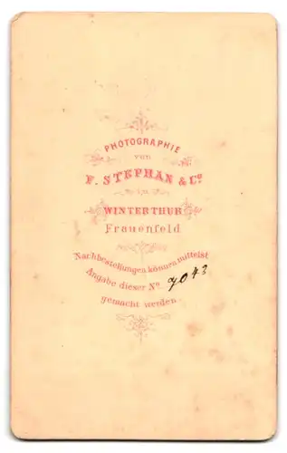 Fotografie F. Stephan & Co., Winterthur, Portrait modisch gekleideter Herr mit Victor-Emanuel Bart