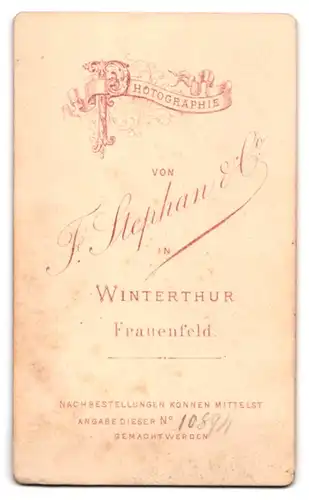 Fotografie F. Stephan & Co., Winterthur, Portrait junge Dame mit zeitgenössischer Frisur