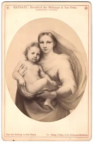 Fotografie F. & O. Brockmann, Dresden, Brustbild der Madonna di San Sisto von Raphael