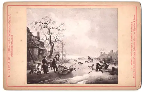 Fotografie Römmler & Jonas, Gemälde Holländische Winterlandschaft nach I. v. Ostade