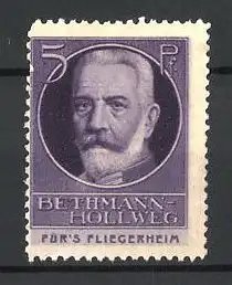 Reklamemarke Deutscher Politiker Theobald von Bethmann Hollweg im Portrait, Für's Fliegerheim