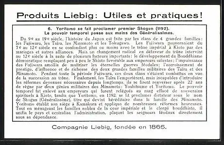 Sammelbild Liebig, Historie du Japon, Yoritomo se fait proclamer premier Shogun, Japan