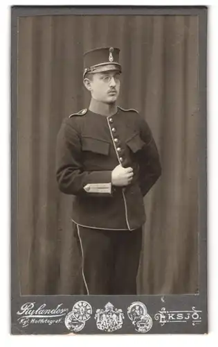 Fotografie Rylander, Eksjö, Portrait Soldat in Uniform Rgt. 1