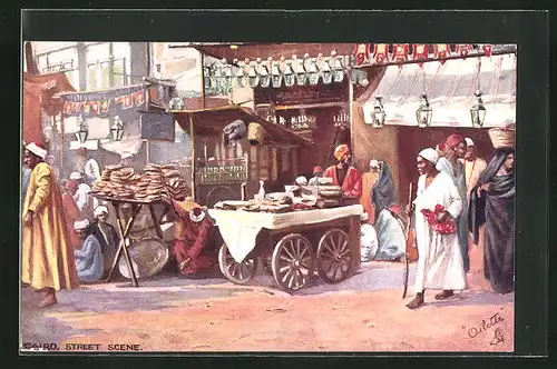 AK Cairo, Street Scene, arabische Händler