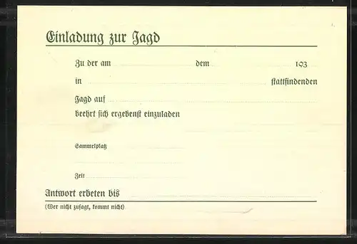 Künstler-AK Jagdeinladung, Reklame für Schrotmunition Waidmannsheil der Rottweil AG aus Köln, Flüchtende Hasen