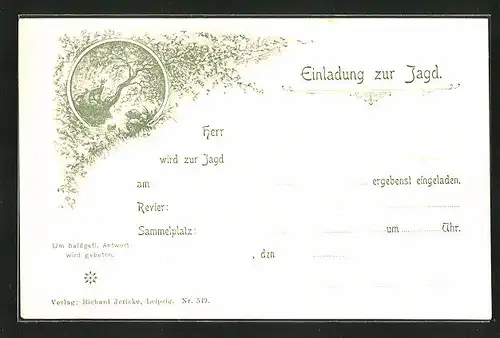 AK Einladung zur Jagd, Rehbock und Reh am Ufer