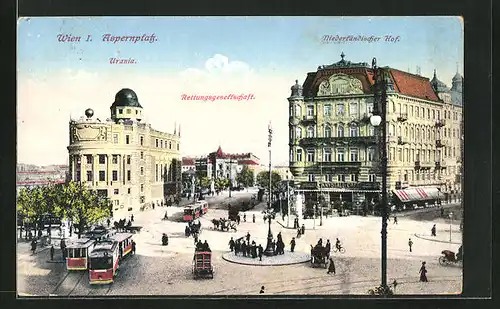 AK Wien, Aspernplatz, Niederländischer Hof, Strassenbahn