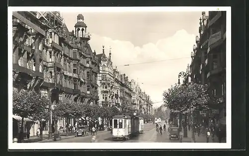 AK Frankfurt a. Main, Kaiserstrasse mit Strassenbahn