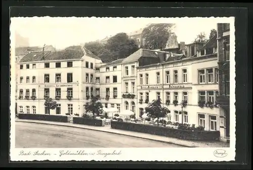AK Bad Aachen, Die Kurhotels Goldmühlenbad und Prinzenbad