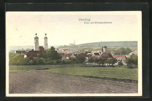 AK Wemding, Totalansicht mit der Wallfahrtskirche