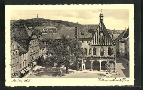 AK Amberg Obpf., Rathaus und der Mariahilfberg