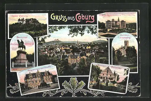 AK Coburg, Veste Coburg, Residenzschloss Ehrenburg, Schloss Callenberg, Schloss Rosenau, Regierungsgebäude