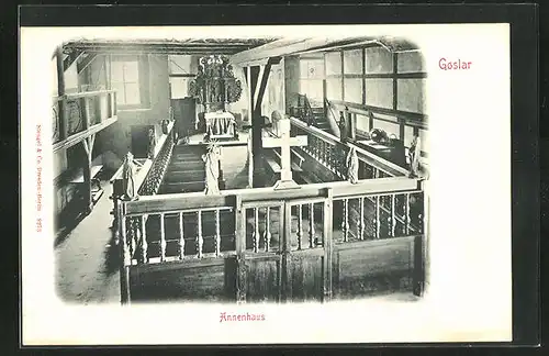 AK Goslar, Altar und Marienstatue im Annenhaus