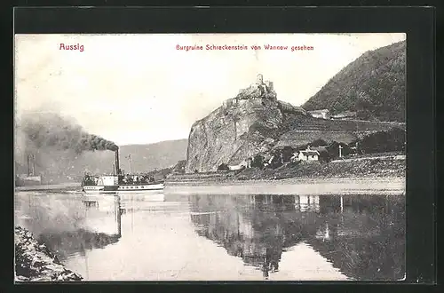 AK Aussig / Usti, Burgruine Schreckenstein von Wannow gesehen