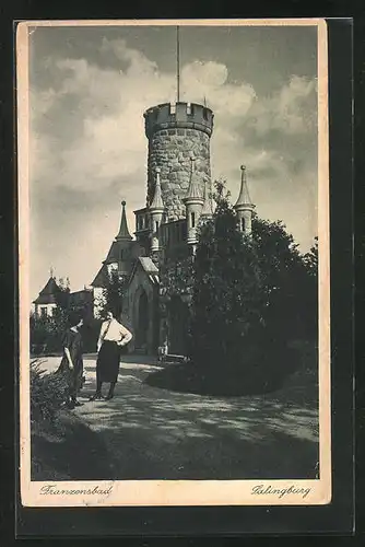 AK Franzensbad, Blick zur Salingburg